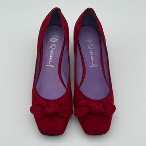 Jeffrey Campbell Red Suede Knot Ballet Flats